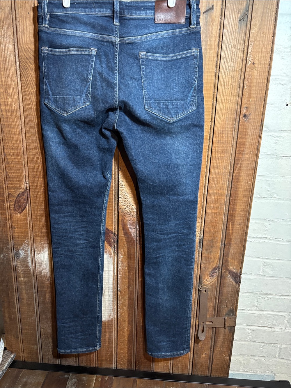 Men's All Saints cigarette Fit Blue Jeans - Classic Washed Denim - Picture 4 of 11